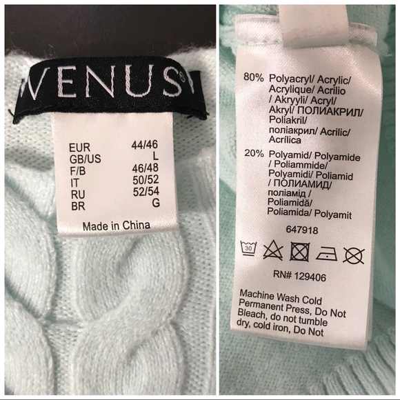 VENUS Soft Long Sleeve Mint Sweater Large - Picture 6 of 7